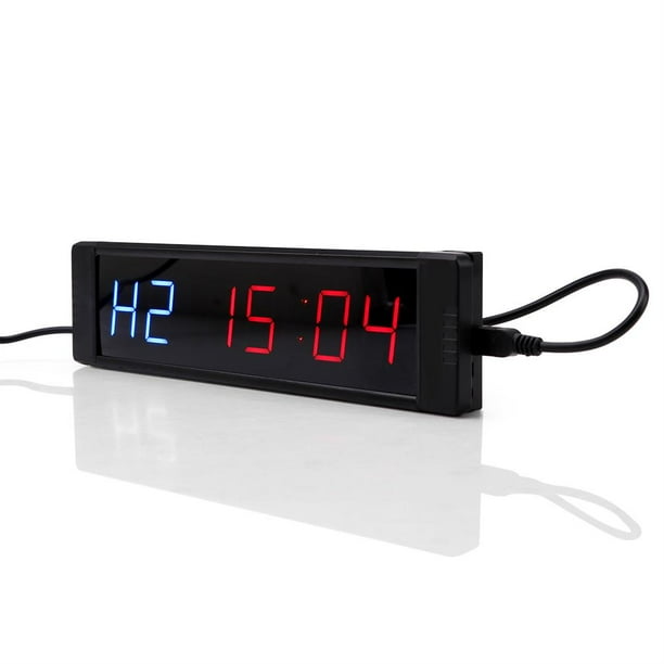 Interval Timer LED Display Programmable Interval Timer Wall Clock with Remote Control for Gym Fitness Training 5V US Plug